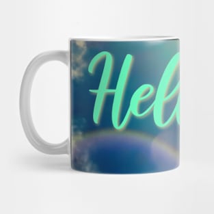 Hello in Light trail and Sky Mug